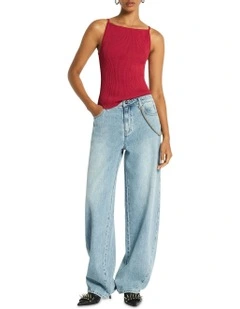 Dita Square Neck Knit Tank in Pomegranate