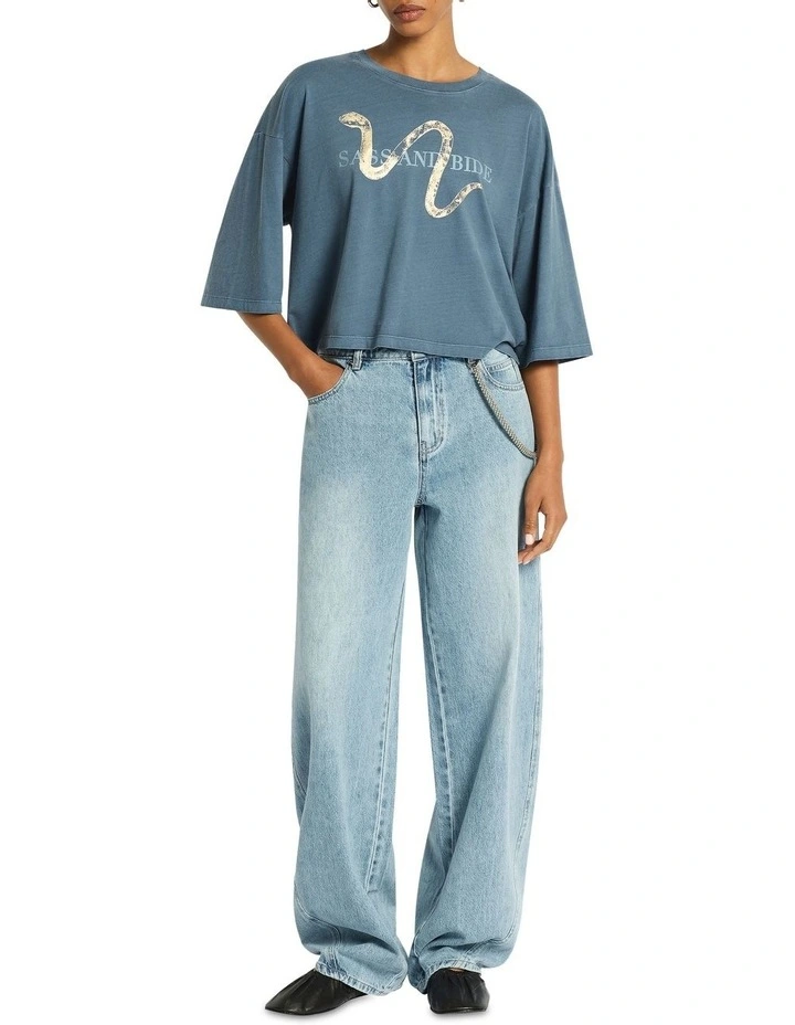 Indiana Cropped Tee in Washed Indigo image 1