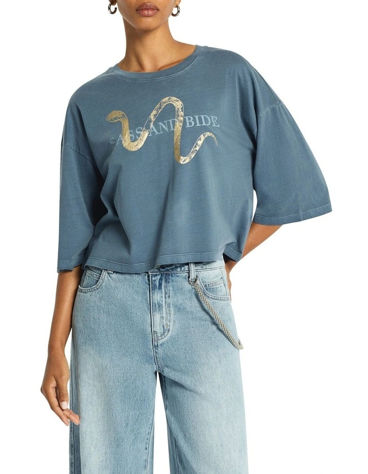Indiana Cropped Tee in Washed Indigo image 2