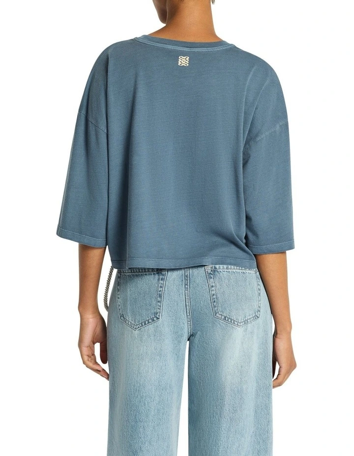 Indiana Cropped Tee in Washed Indigo image 3