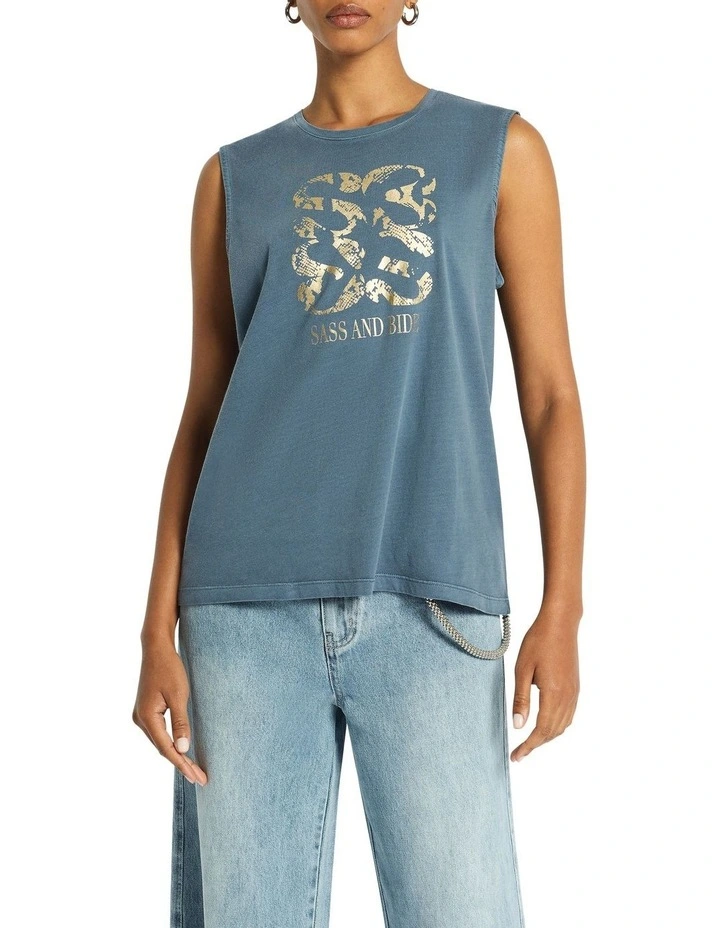 Indiana Muscle Tank in Washed Indigo image 2