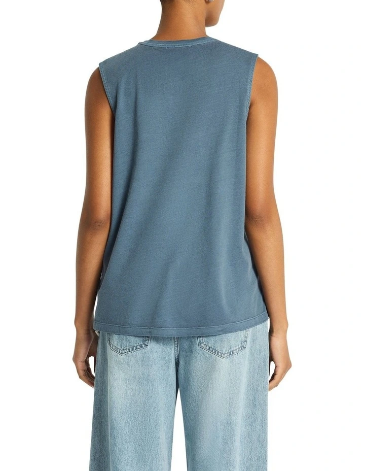 Indiana Muscle Tank in Washed Indigo image 4