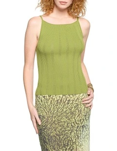 Dita Square Neck Knit Tank in Green Capsicum