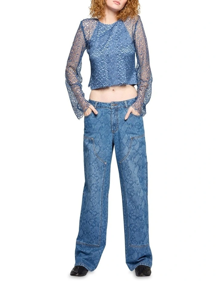 Snaked Denim Jean in Indigo image 1
