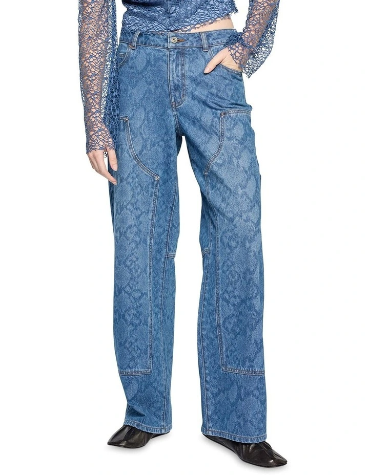 Snaked Denim Jean in Indigo image 2