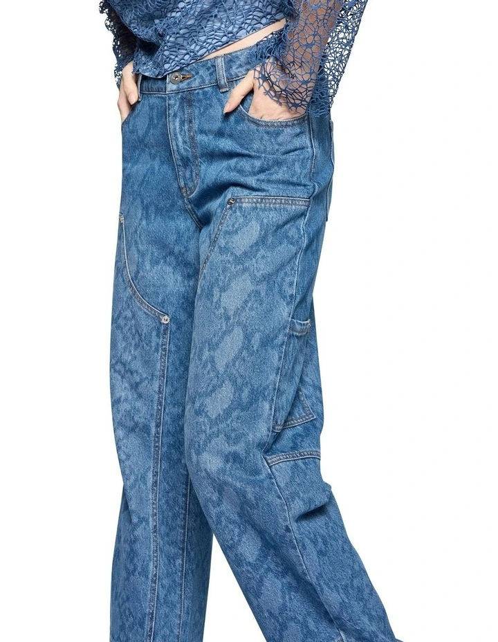 Snaked Denim Jean in Indigo image 3