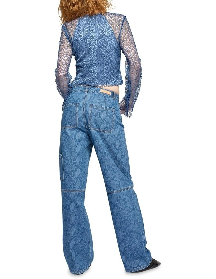 Snaked Denim Jean in Indigo image 4