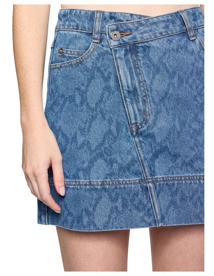 Snaked Denim Skirt in Indigo image 3
