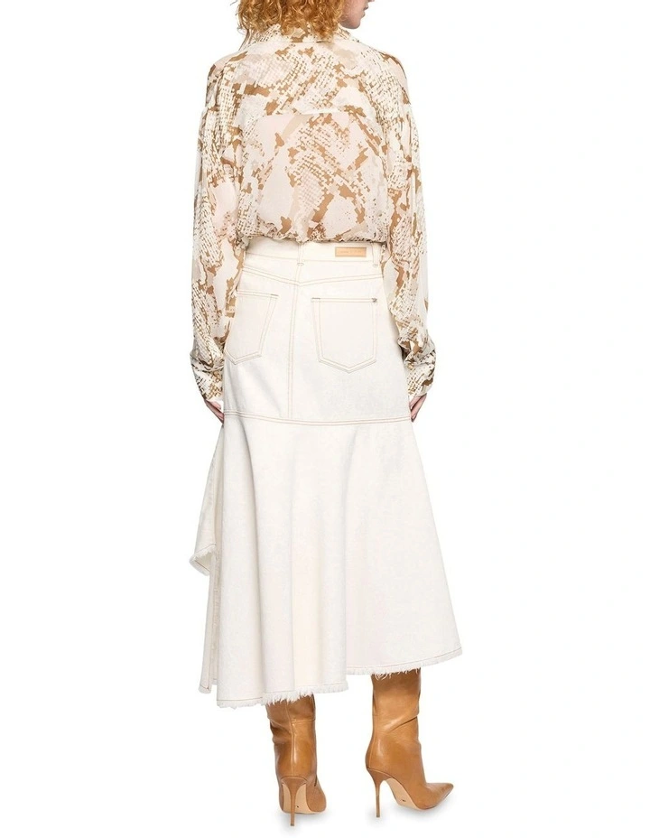 Incoming Denim Skirt in White image 4