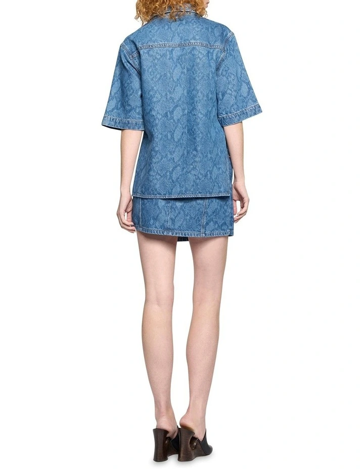 Snaked Denim Dress in Indigo image 3