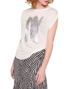 Metallic Strokes Tee in Ivory