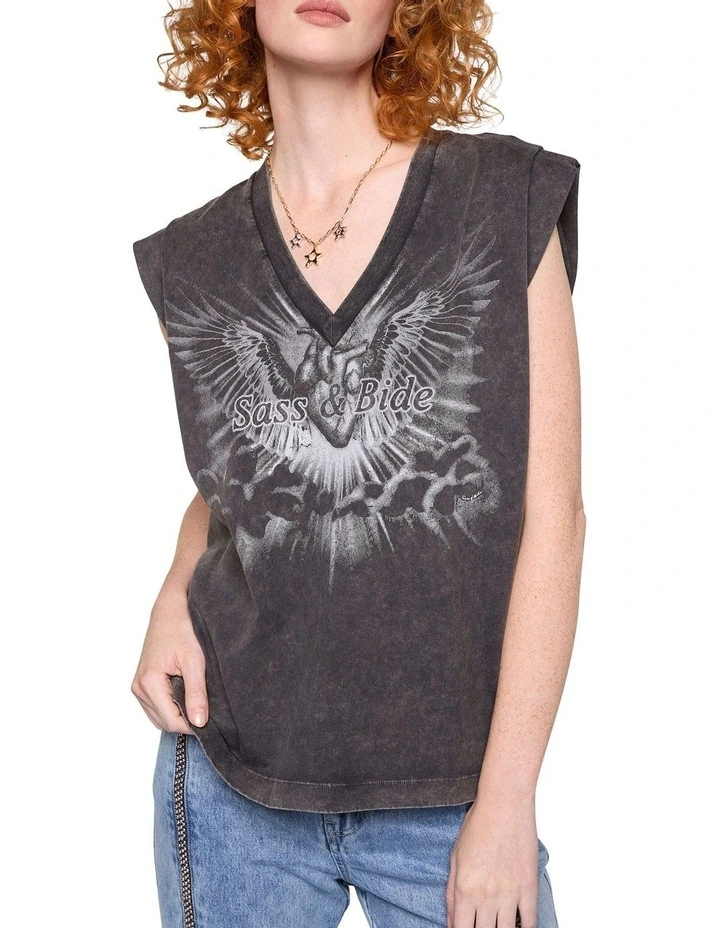 Anatomical Heart Tank in Washed Black image 1