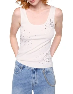 Moonlighting Embellished Tank in Ivory