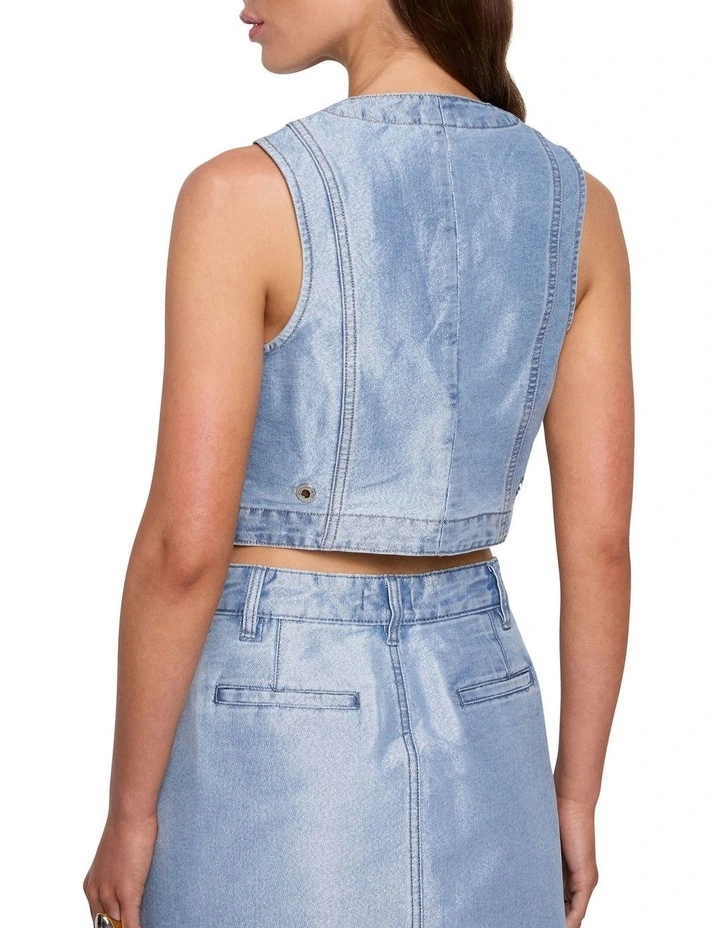 Glossed Embellished Vest in Indigo image 4