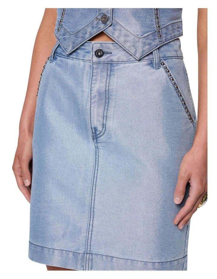 Glossed Embellished Skirt in Indigo image 3