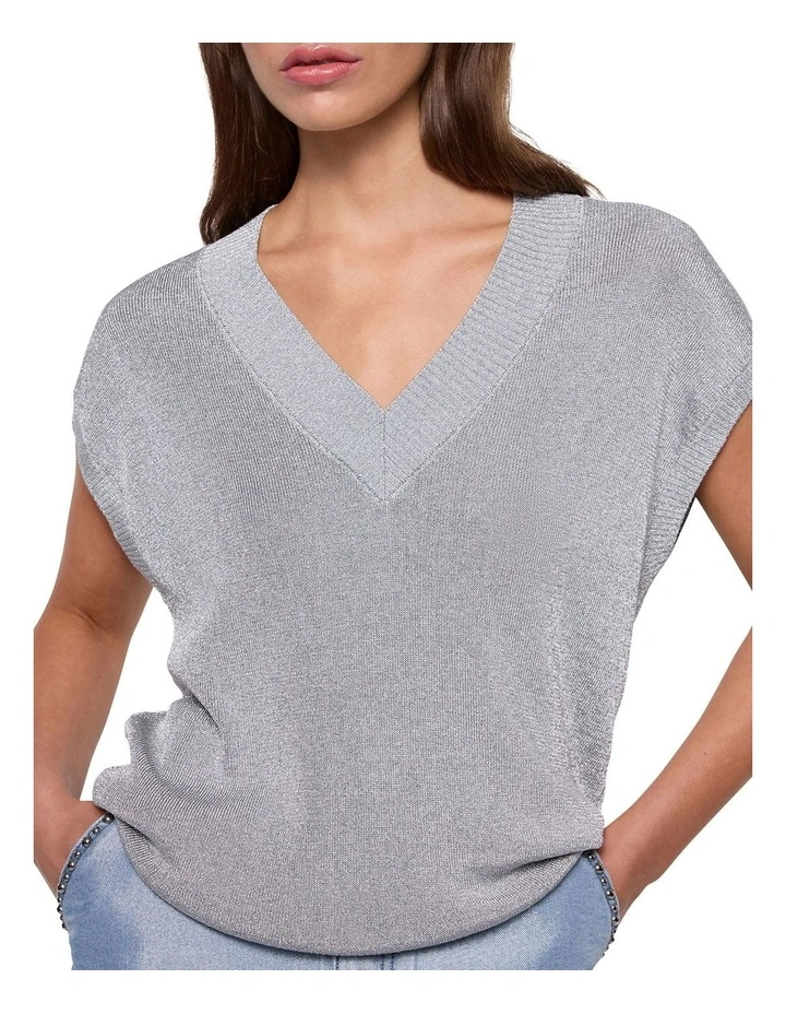 In The Dark Knit Tank in Silver image 3