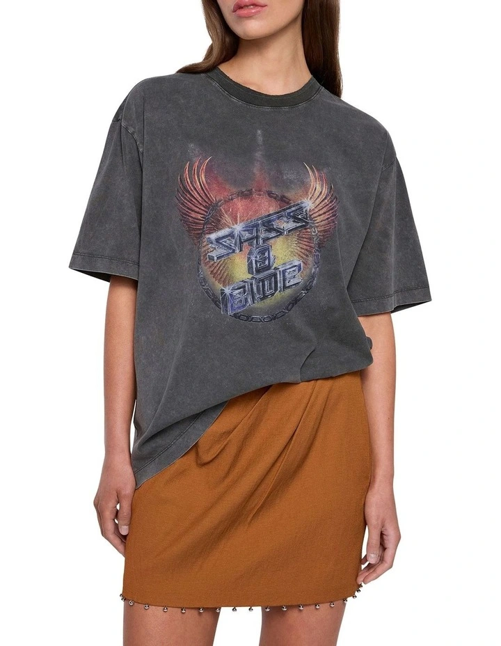 Heartbreak Boyfriend Tee in Washed Black image 1