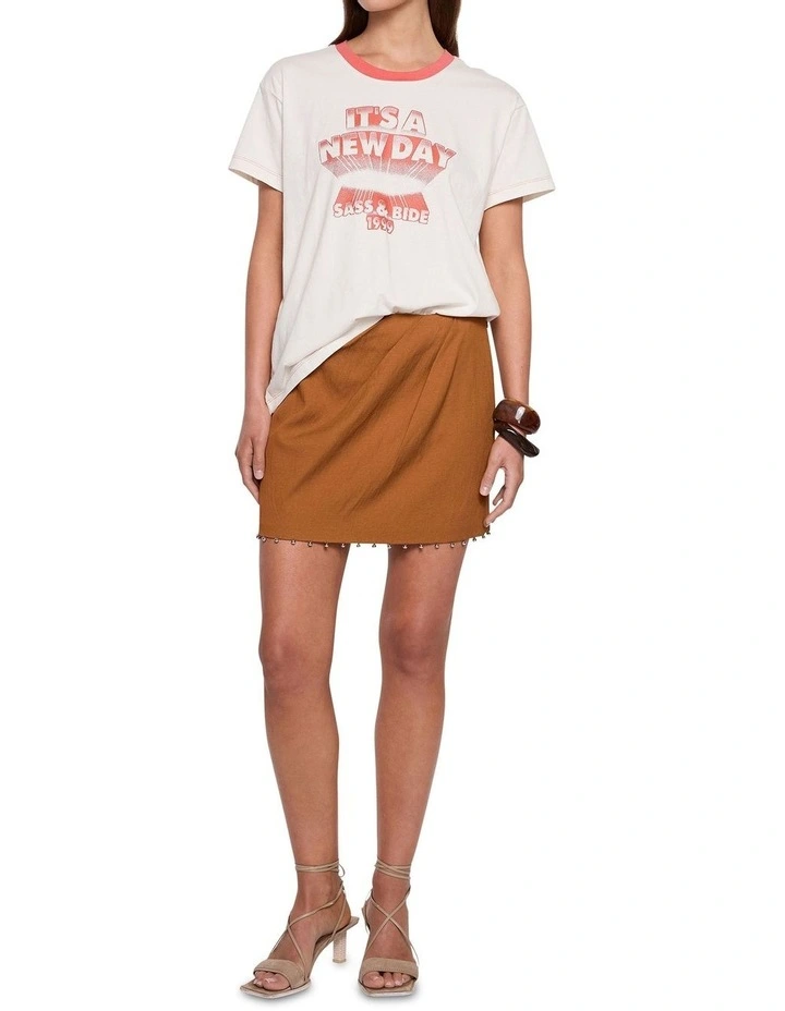 New Day Tee in Pearl/Tangerine image 2