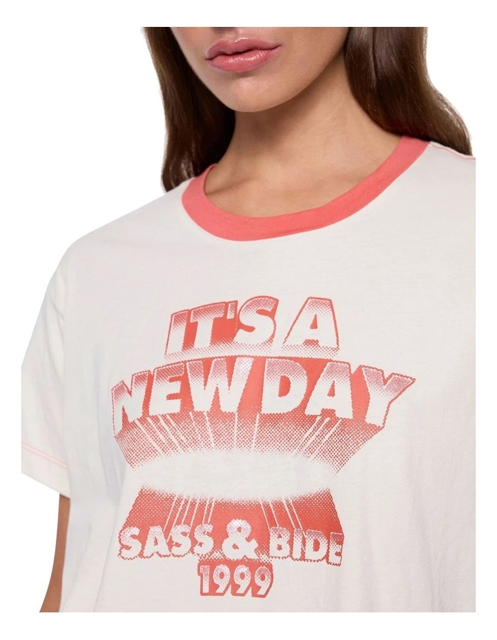 New Day Tee in Pearl/Tangerine image 3