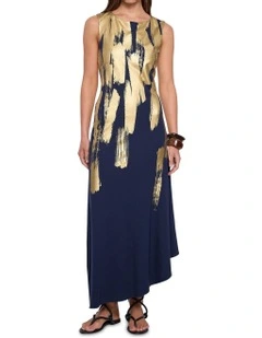 Metallic Dance Tee Dress in Navy