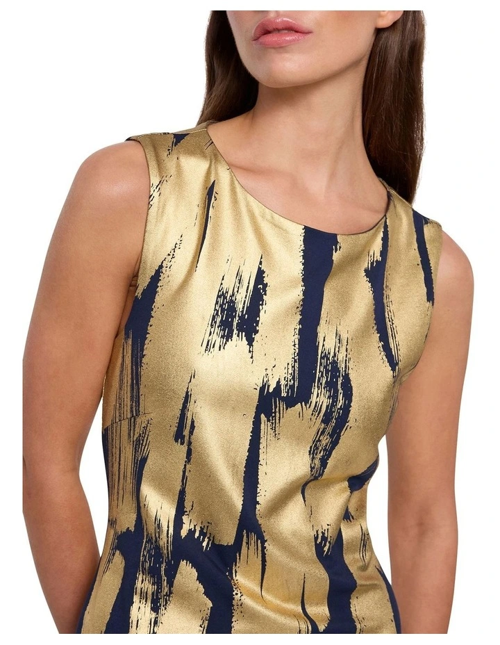 Metallic Dance Tee Dress in Navy image 2
