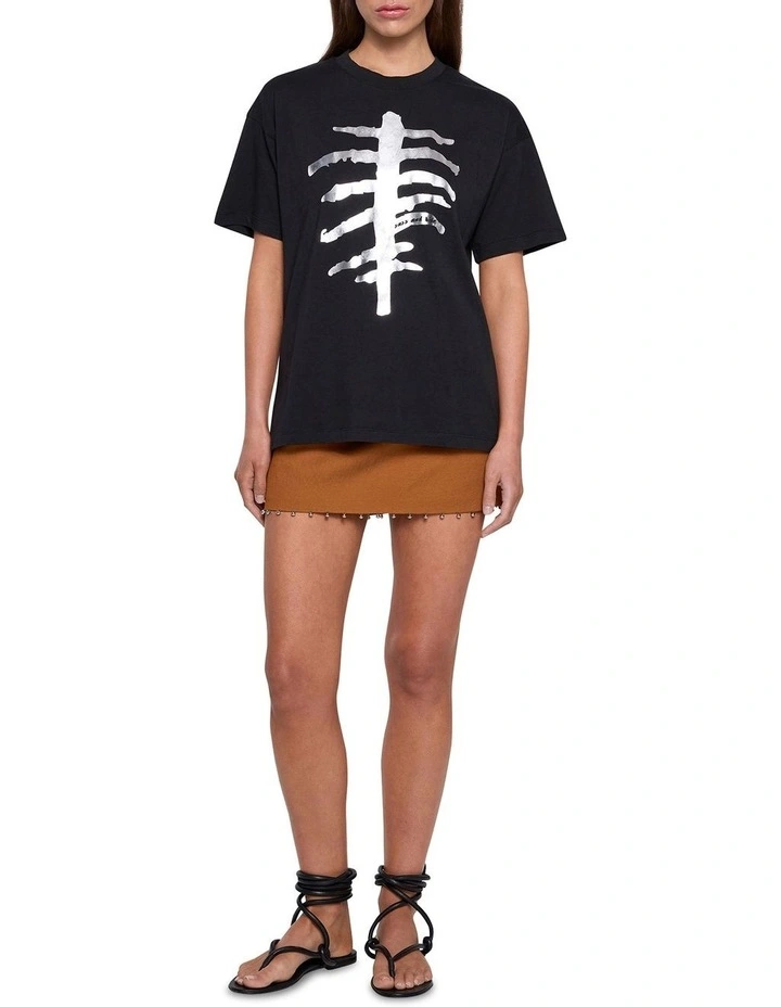 Metallic Ribs Tee in Black image 2