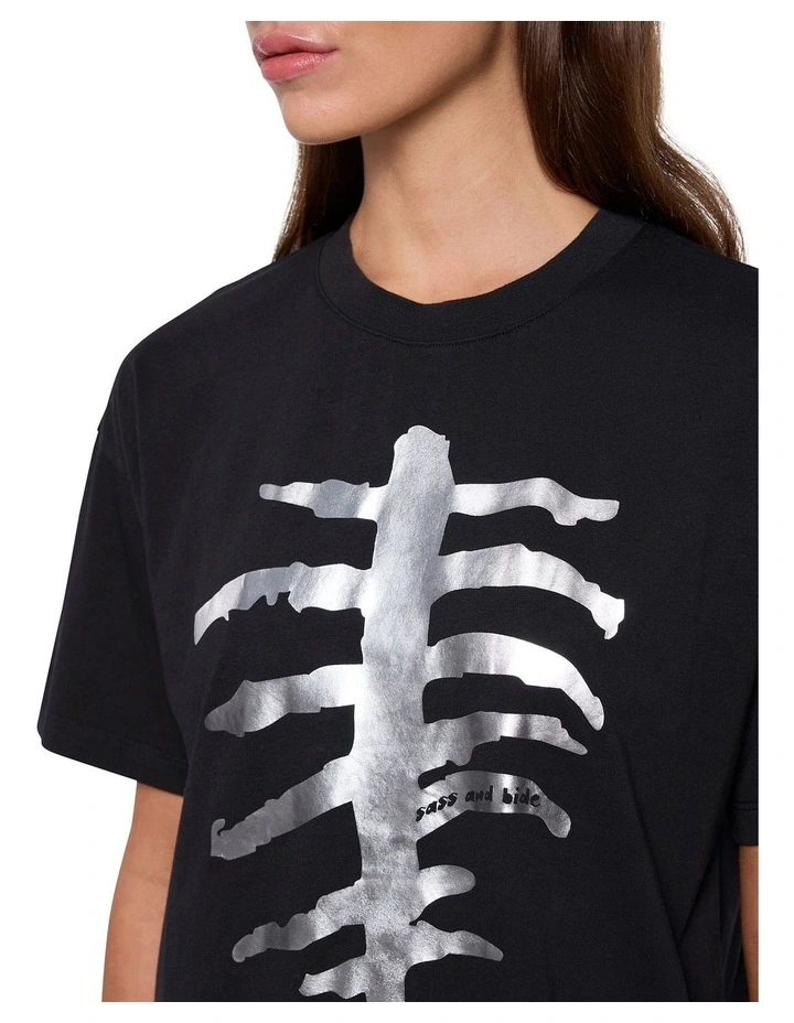Metallic Ribs Tee in Black image 3