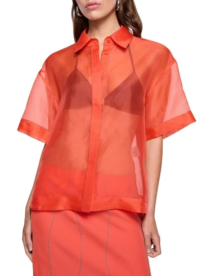 Camille Organza Shirt in Tangerine image 1