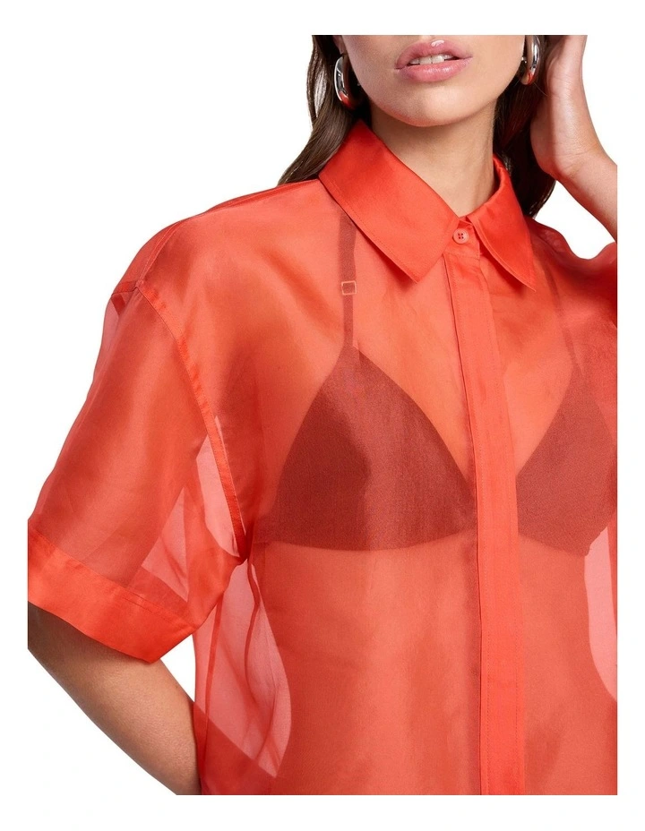 Camille Organza Shirt in Tangerine image 3
