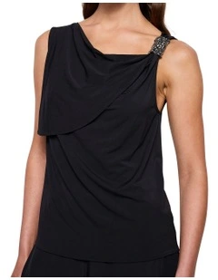Material Girl Jersey Top in Black