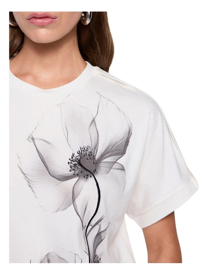 Pressed Floral Tee in White image 3