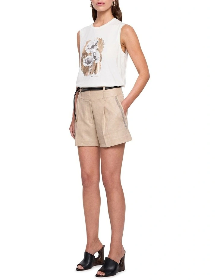 Pressed Floral Tank in White image 2