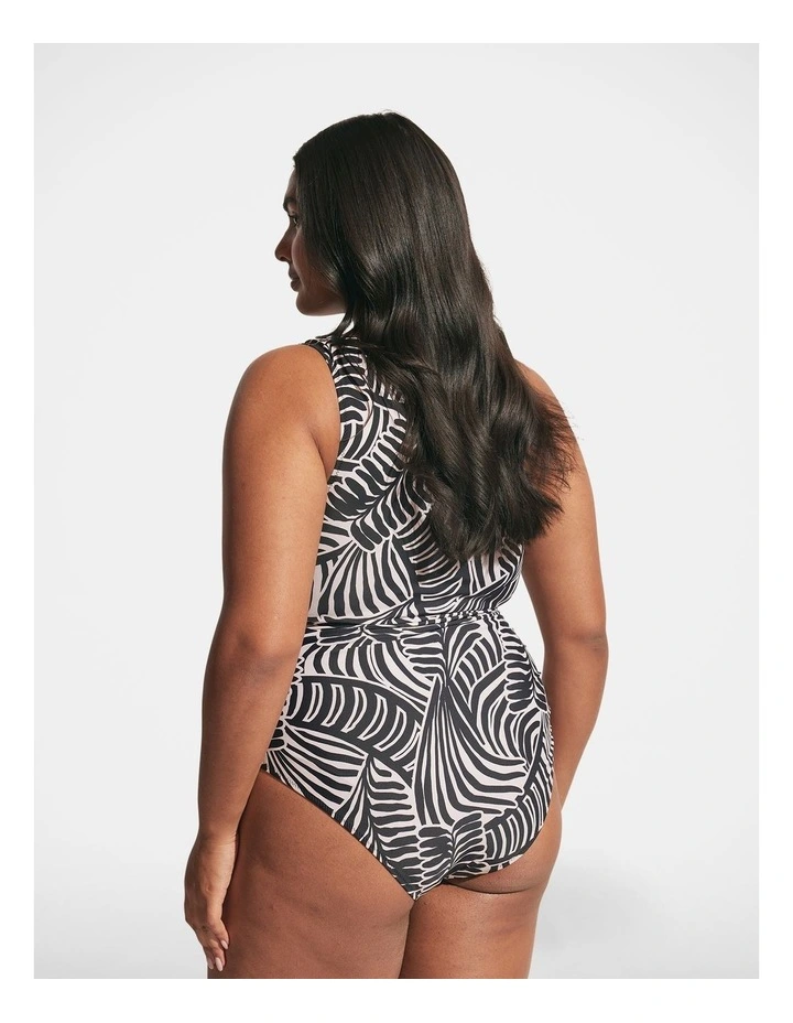 Matte One Shoulder One Piece in Stencil Palm image 2