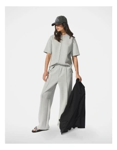 D-Luxe Neoprene Wide Leg Pant in Grey Melange