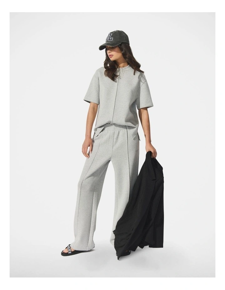 D-Luxe Neoprene Wide Leg Pant in Grey Melange image 1