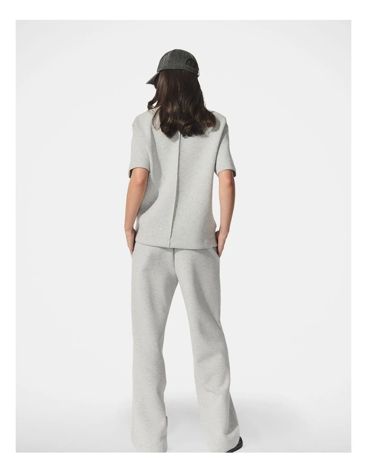 D-Luxe Neoprene Wide Leg Pant in Grey Melange image 2