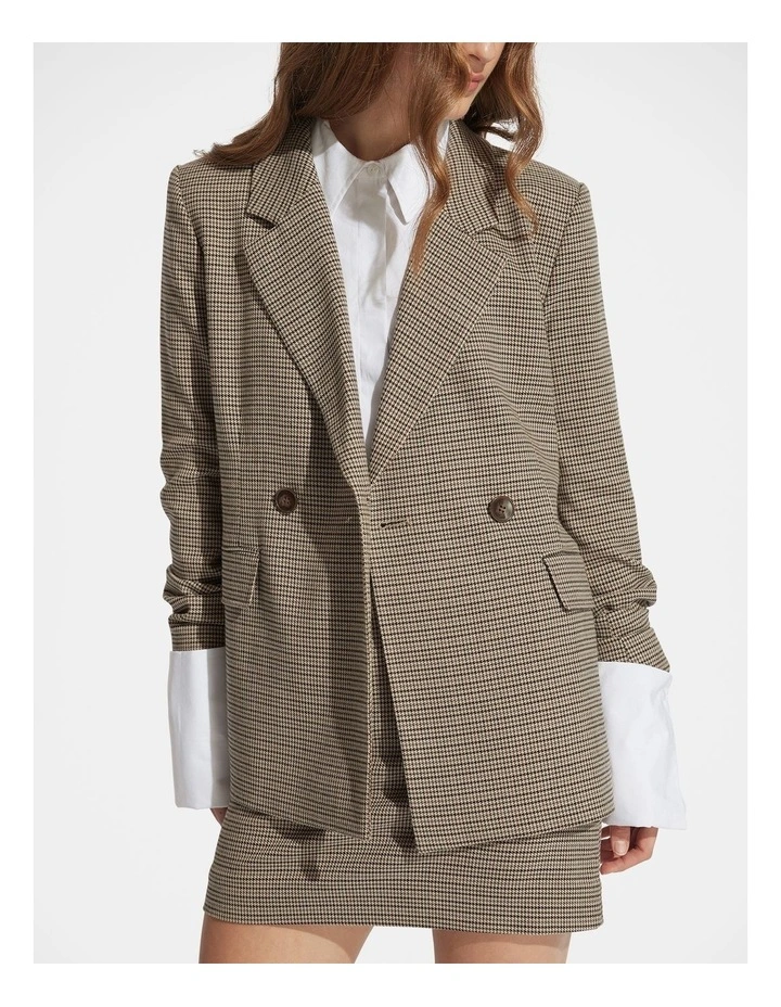 Mabel Double Breasted Blazer in Brown image 3