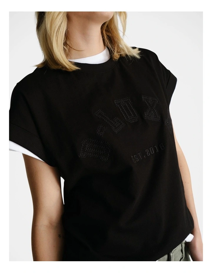 D-Luxe Collegiate Tonal Tee in Black image 3