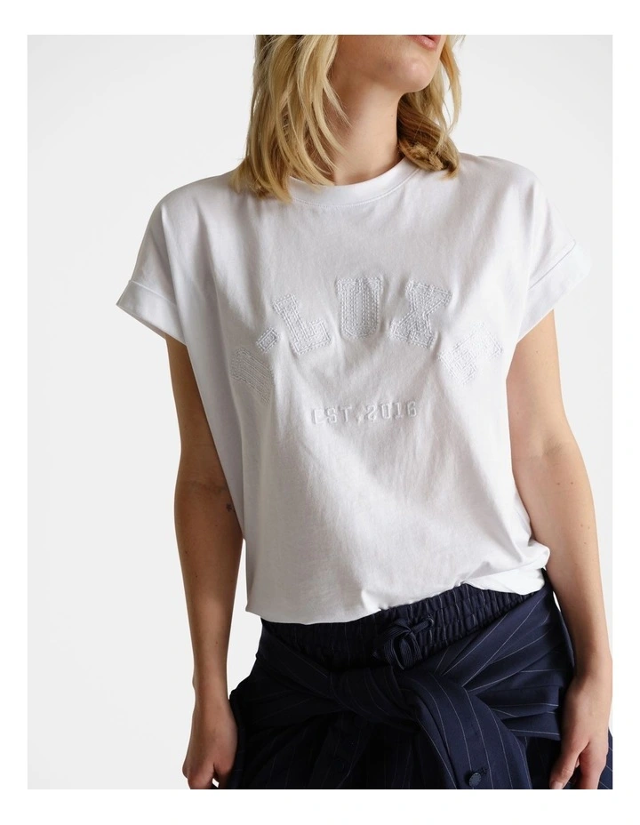 D-Luxe Collegiate Tonal Tee in Bright White image 3