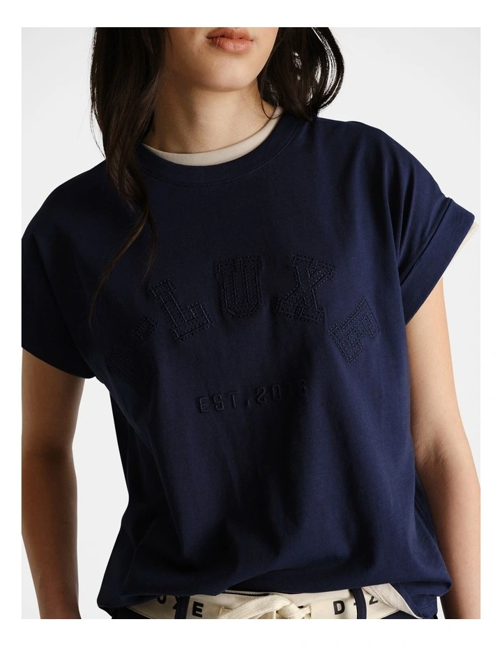 D-Luxe Collegiate Tonal Tee in Navy image 3