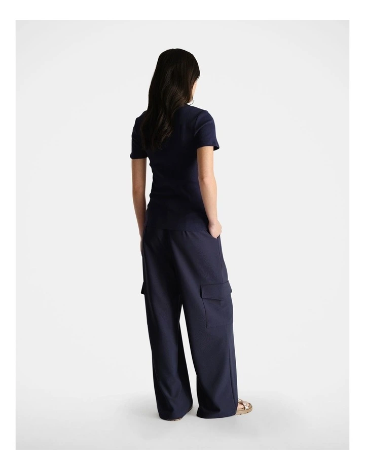 D-Luxe Short Sleeve Rib Tee in Navy image 2