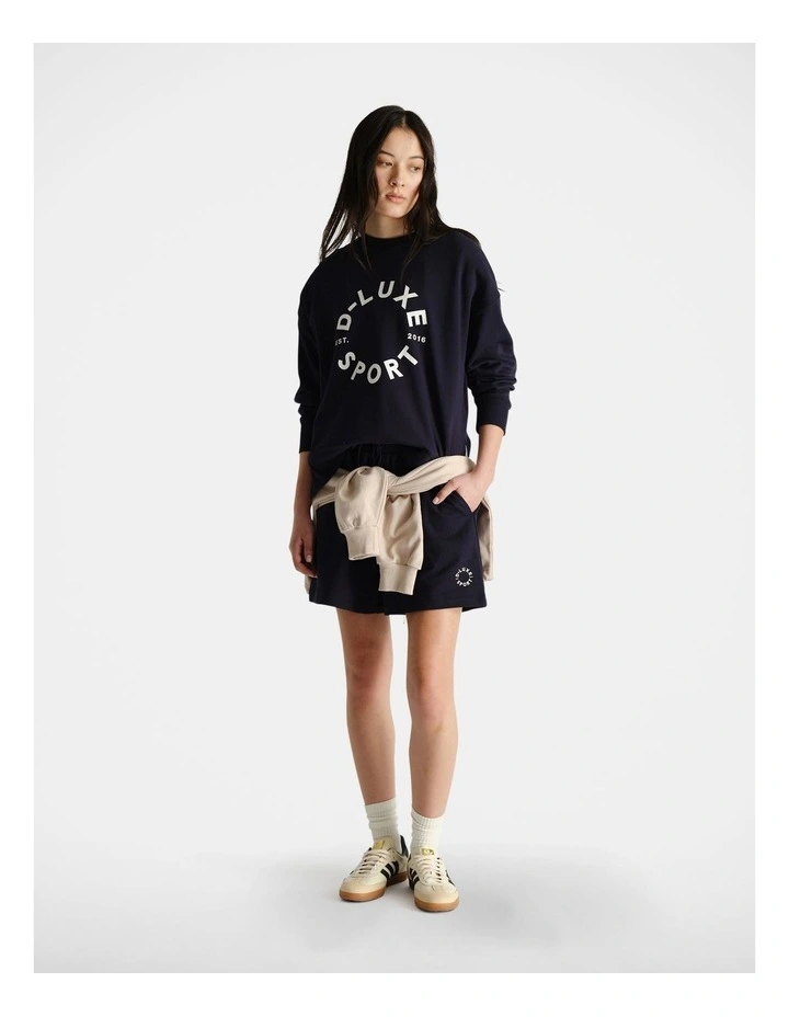 D-Luxe Stamp Terry Sweat Top in Navy image 1