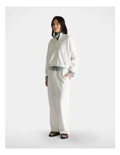 D-Luxe Embossed Wide Leg Pant in White
