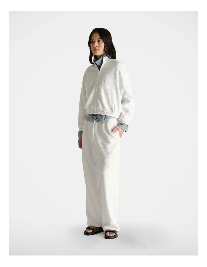 D-Luxe Embossed Wide Leg Pant in White image 1