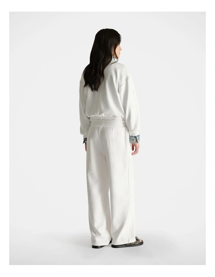 D-Luxe Embossed Wide Leg Pant in White image 2