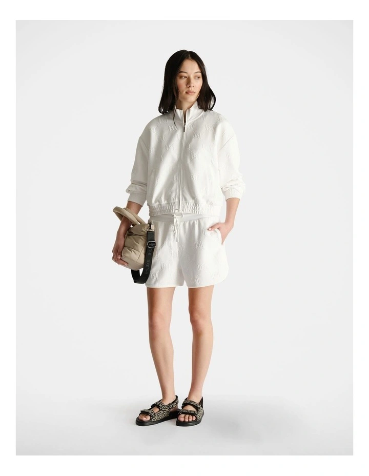 D-Luxe Embossed Bomber Jacket in White image 1