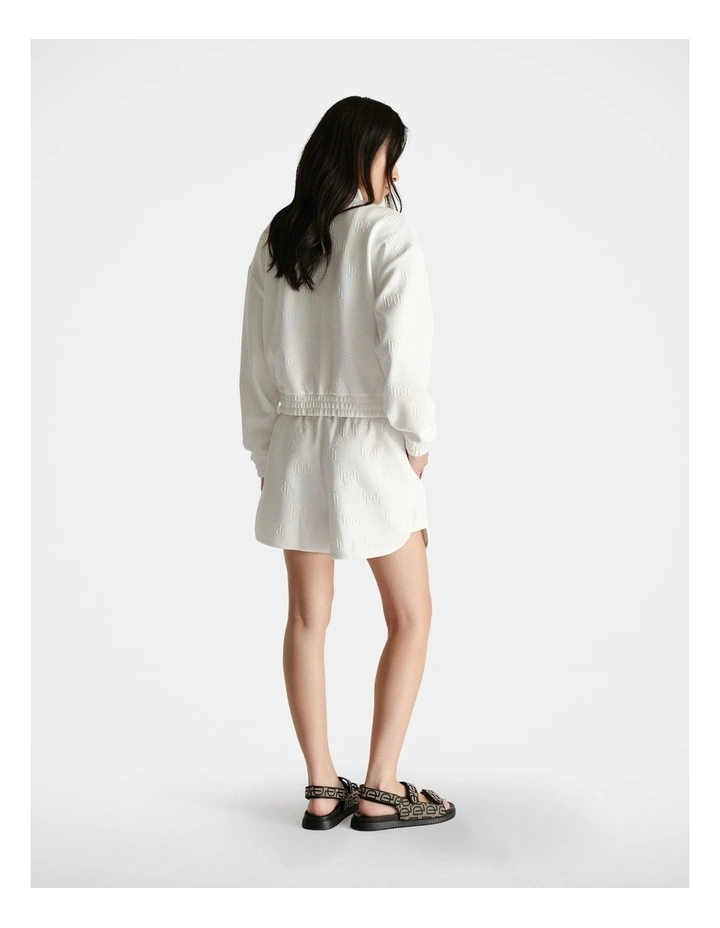 D-Luxe Embossed Bomber Jacket in White image 2