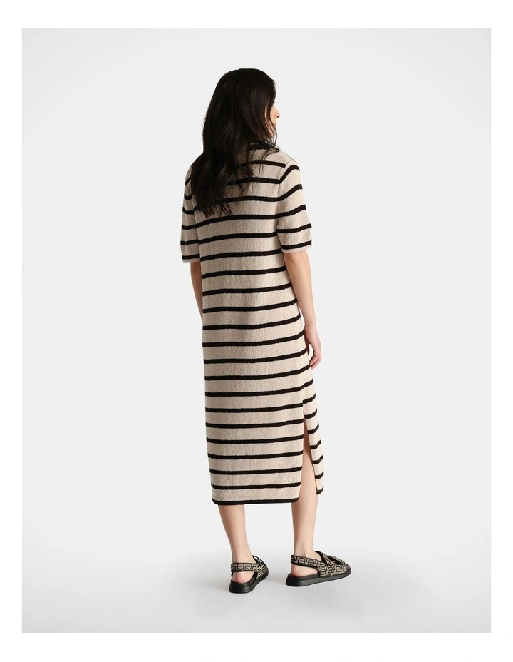 D-Luxe Relaxed Knit Dress in Shell/Black Stripe image 2