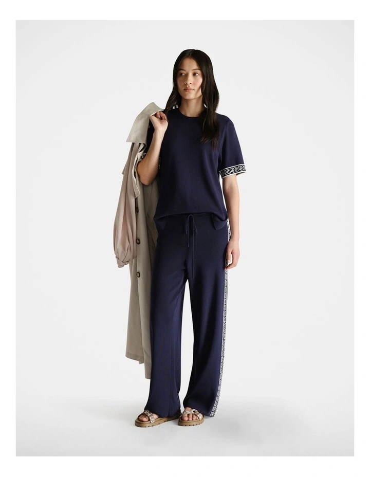 D-Luxe Contrast Knit Pant in Navy/White image 1