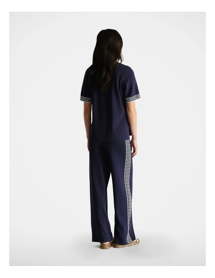 D-Luxe Contrast Knit Pant in Navy/White image 2